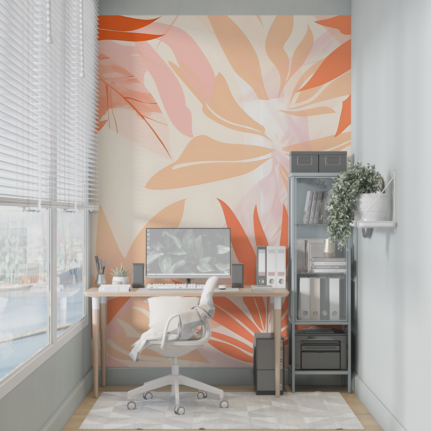 Orange Tropical Print Wallpaper | Murals Wallpaper