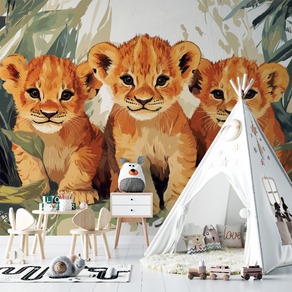 Soft Jungle Lions Wallpaper | Murals Wallpaper