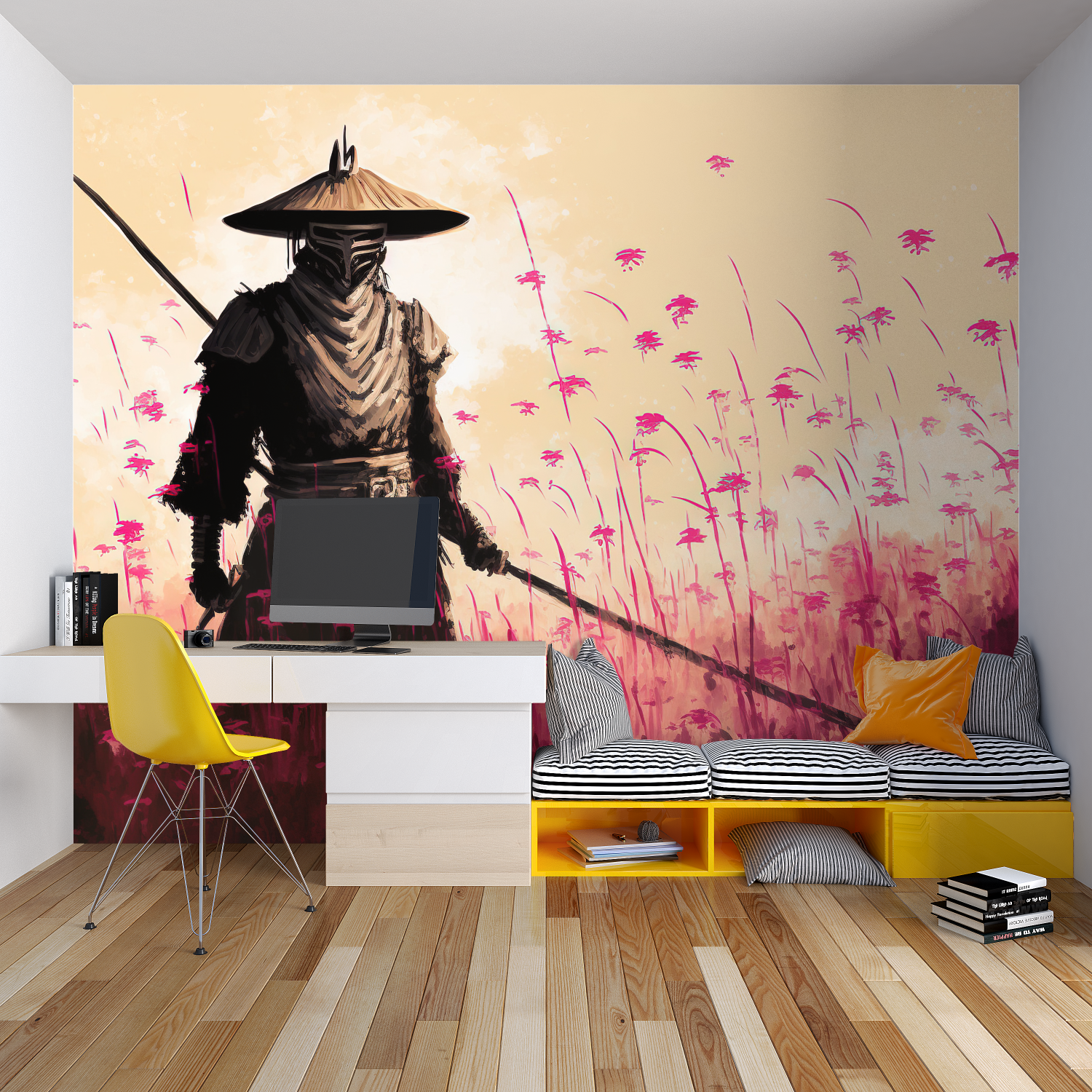 Red Warrior Japanese Wallpaper | Murals Wallpaper