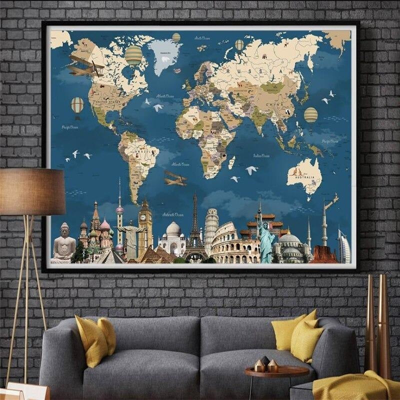 World Map Wall Art | Murals Wallpaper