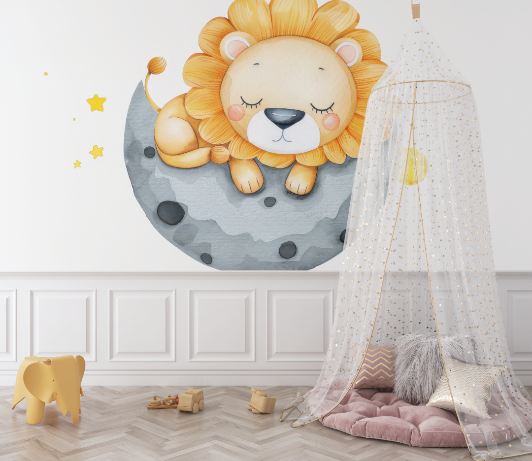 Lion and Moon Wallpaper | Murals Wallpaper