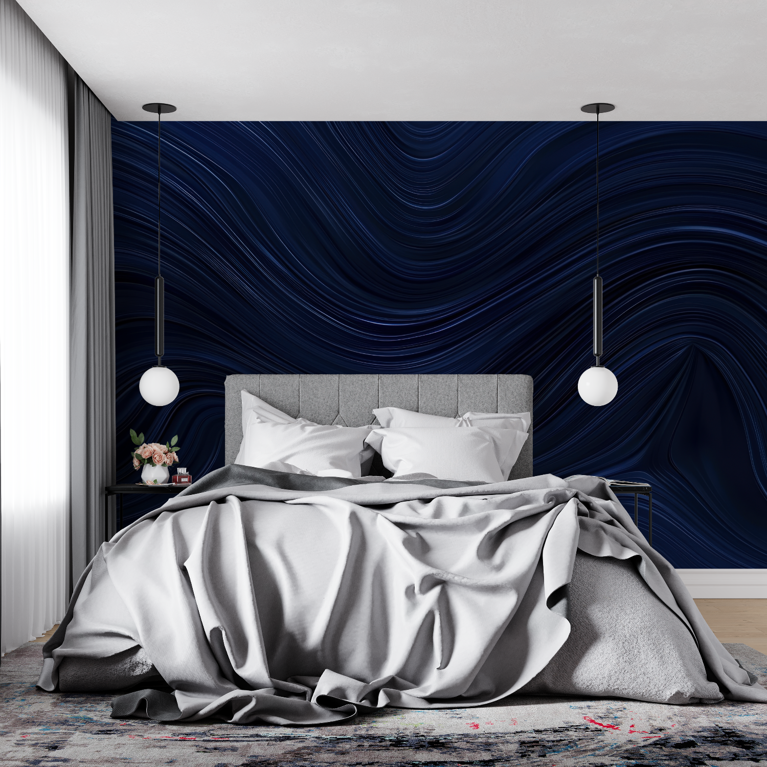 Papier Peint Intissé Bleu Nuit – Mur-Küche