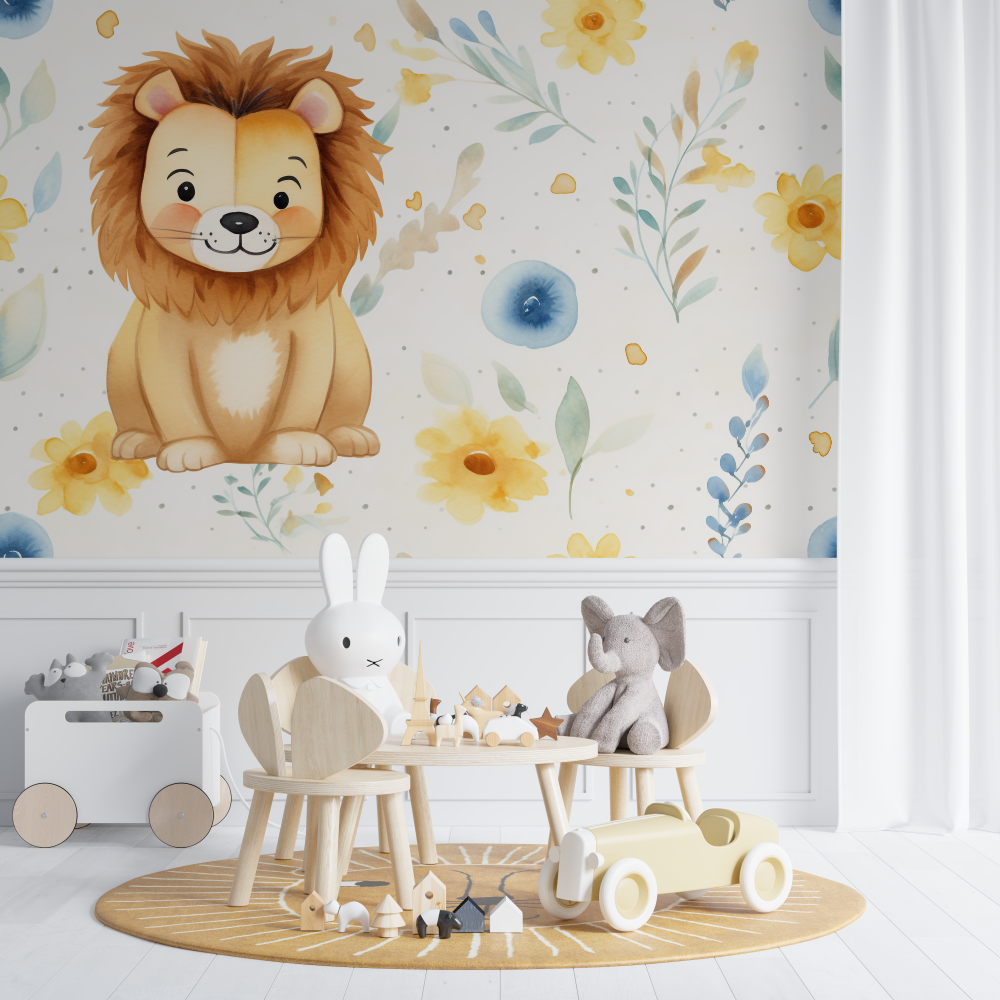 Lion and Minimalist Patterns Wallpaper | Murals Wallpaper
