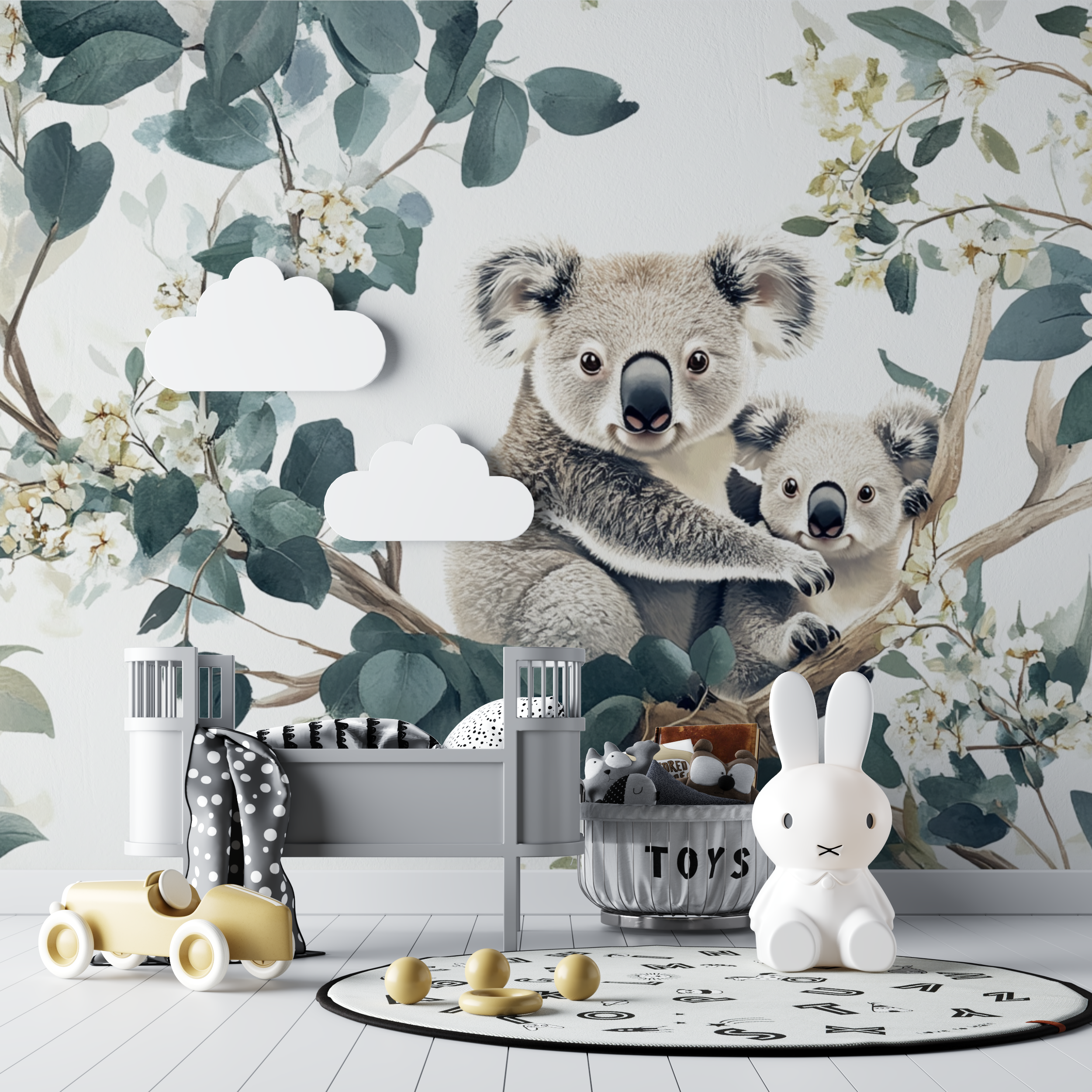 Koala Wallpaper in a Milky Forest | Murals Wallpaper