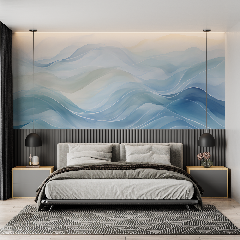 Aquarell-Vage-Blau-Tapete für Erwachsene