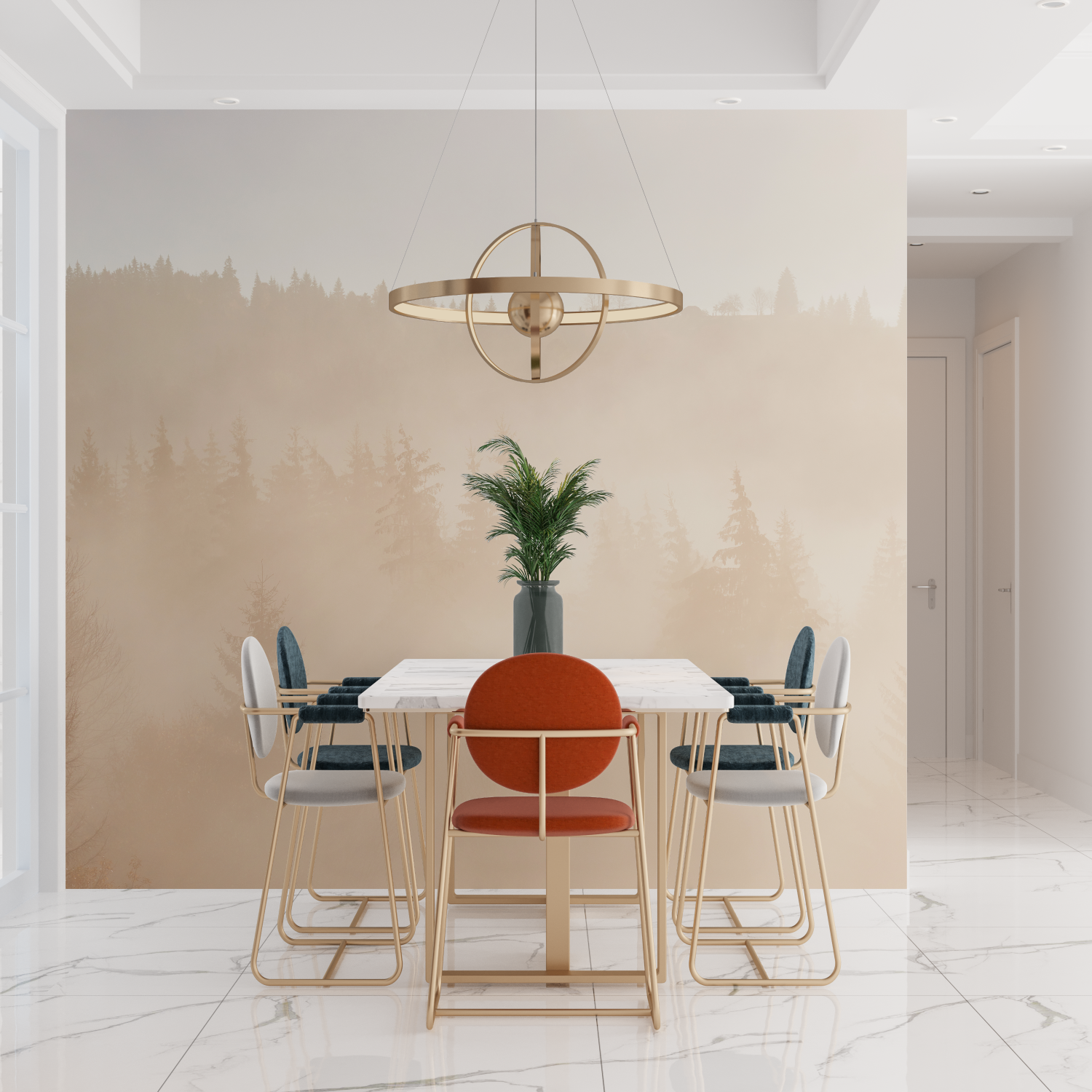 Warm Beige Forest Cocooning Wallpaper | Murals Wallpaper