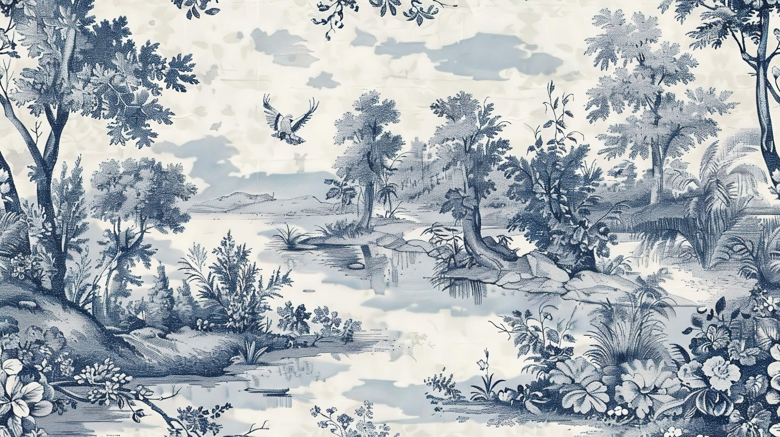 Toile de Jouy Wallpaper for Bedroom | Murals Wallpaper