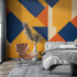 Orange and Blue Geometric Wallpaper | Murals Wallpaper