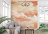 Terracotta Wallpaper with Watercolor Clouds | Murals Wallpaper