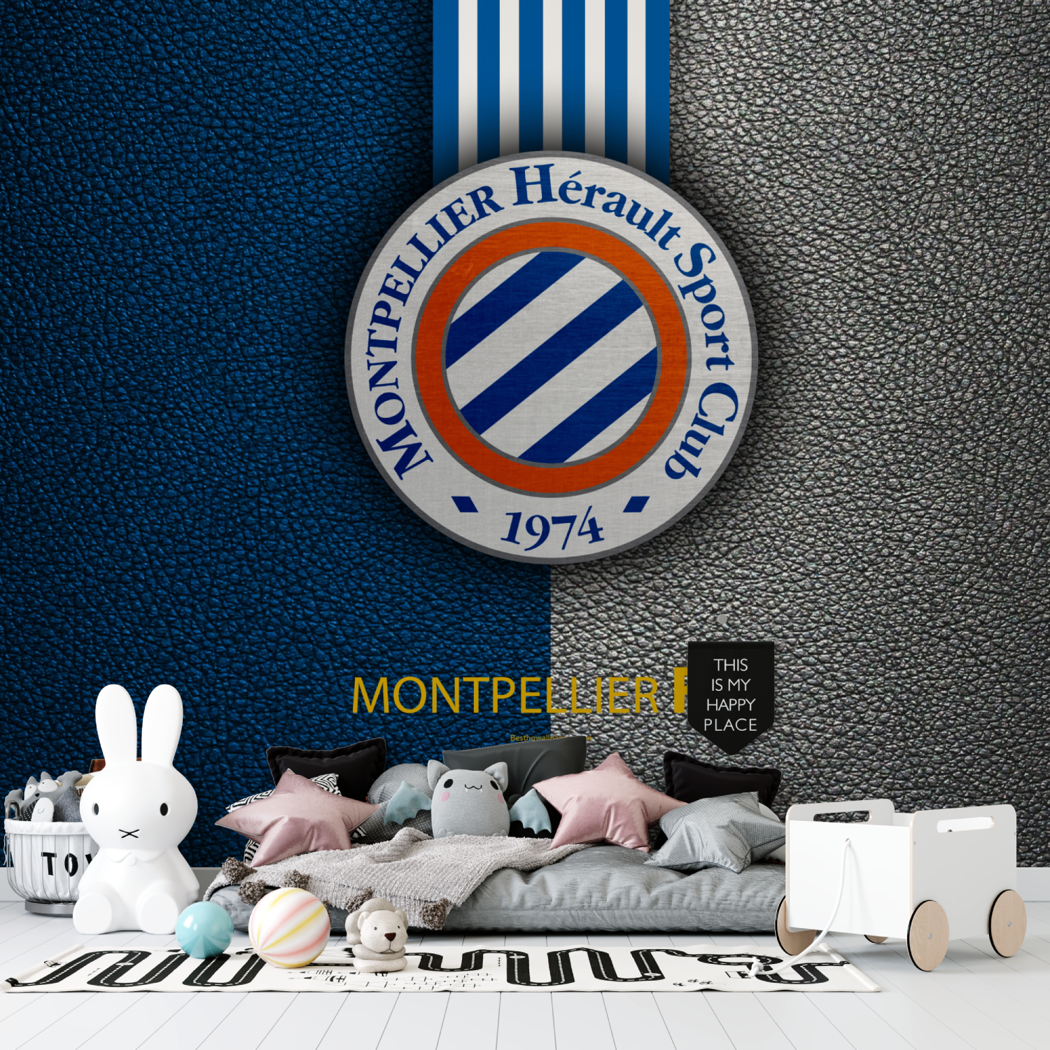 Montpellier Soccer Club Teen Room Wallpaper | Murals Wallpaper