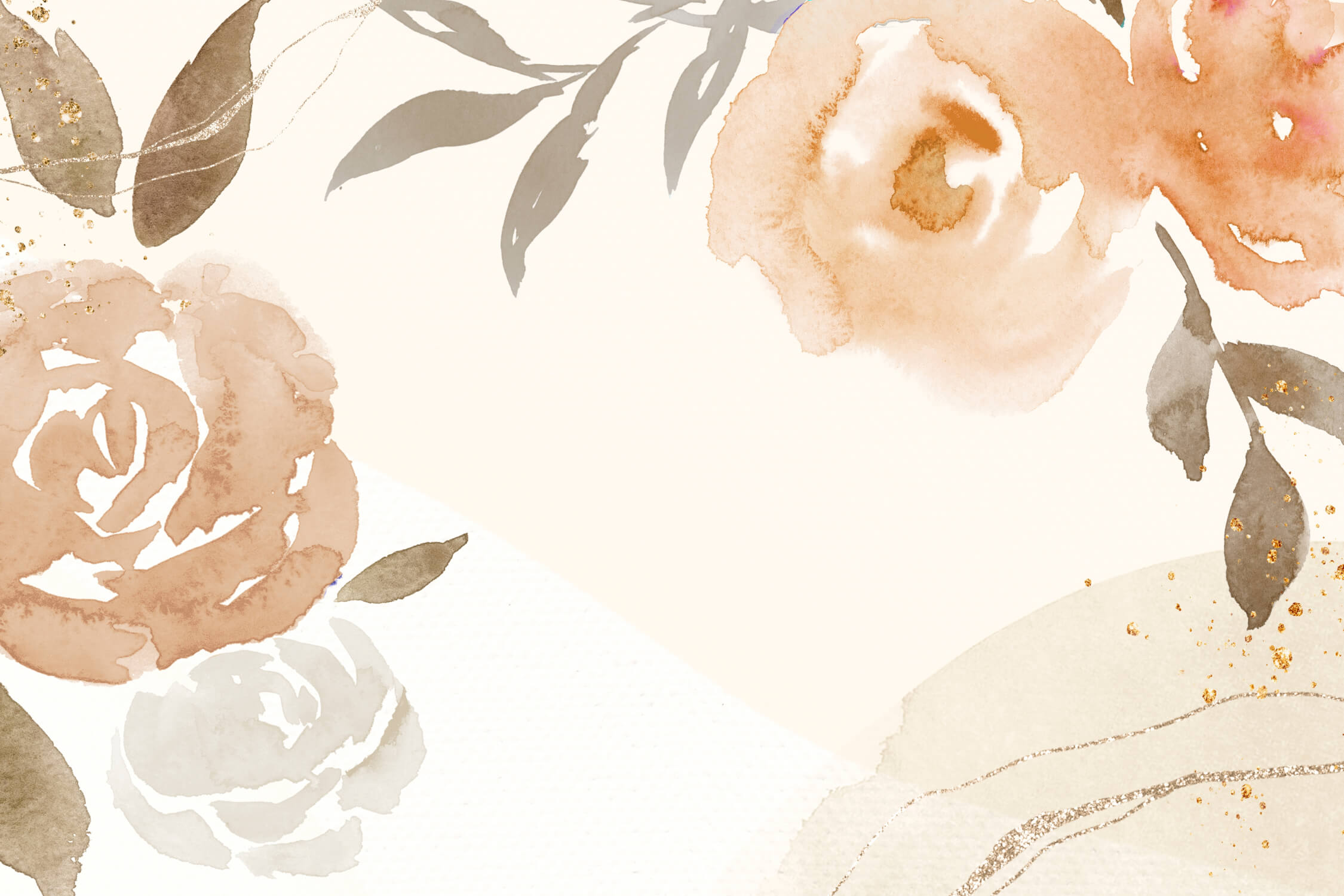 Watercolor Beige Flowers Wallpaper | Murals Wallpaper