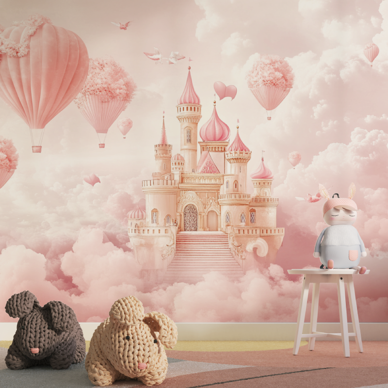 Princess Hot Air Balloon Castle Wallpaper | Murals Wallpaper
