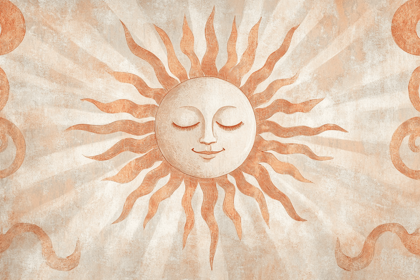 Terracotta Wallpaper with Graphic Sun | Murals Wallpaper
