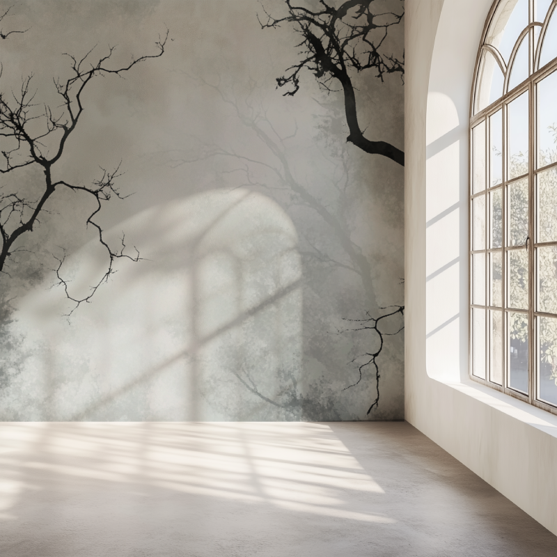 Black and Gray Tree Wallpaper | Murals Wallpaper