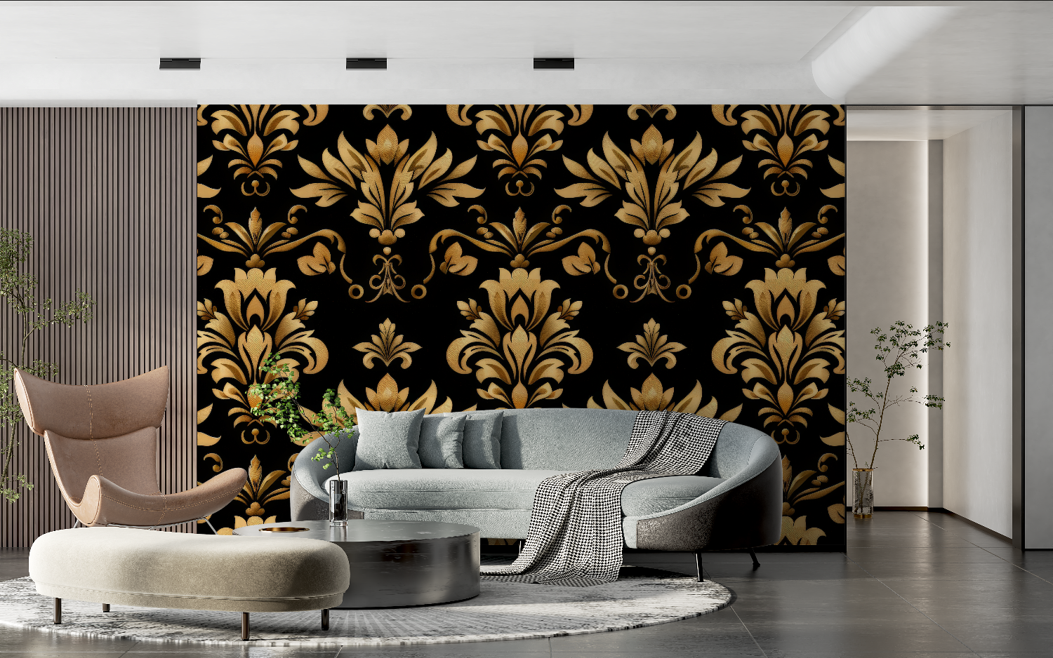 Black and Gold Baroque Wallpaper | Murals Wallpaper