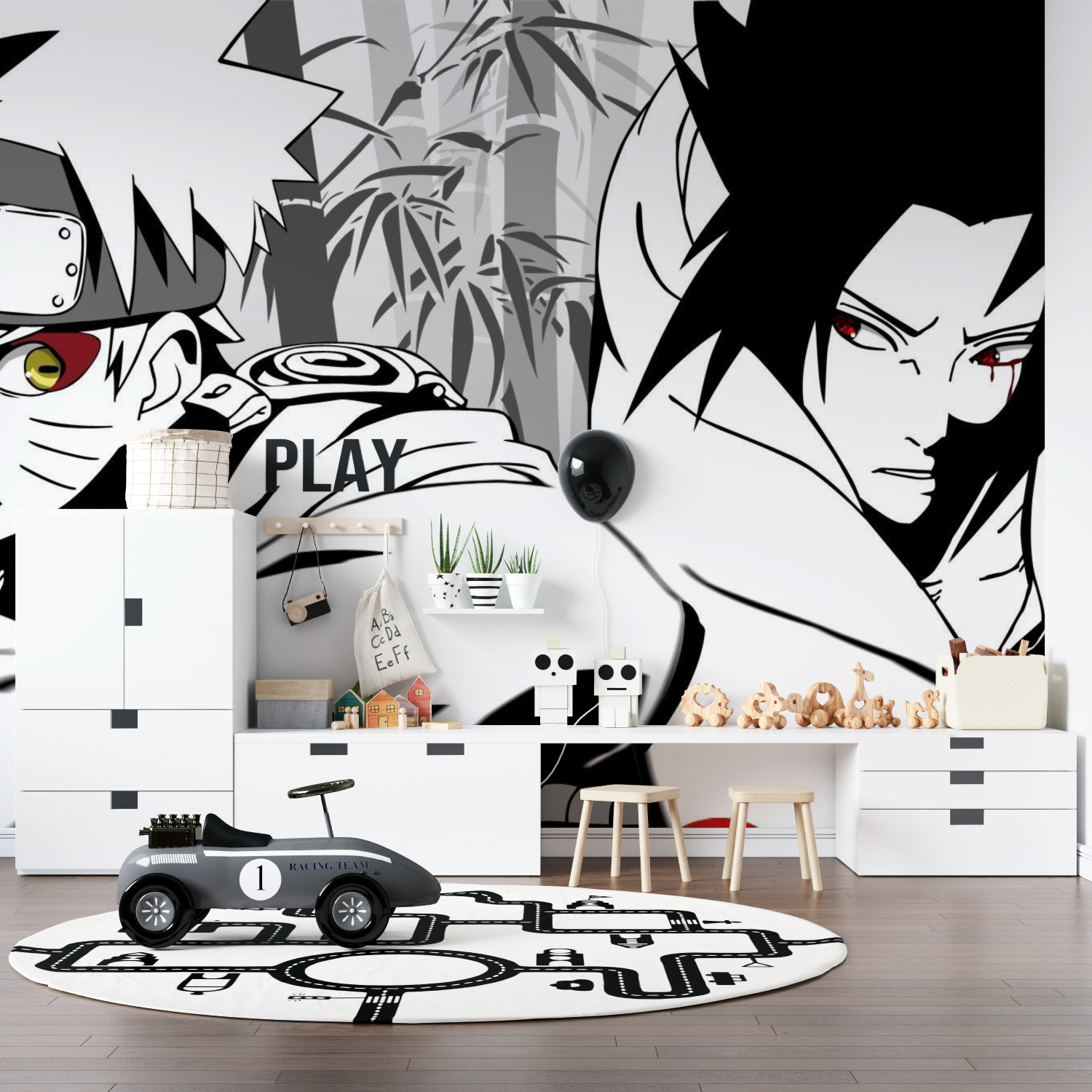 Naruto Combat Black and White Wallpaper | Murals Wallpaper