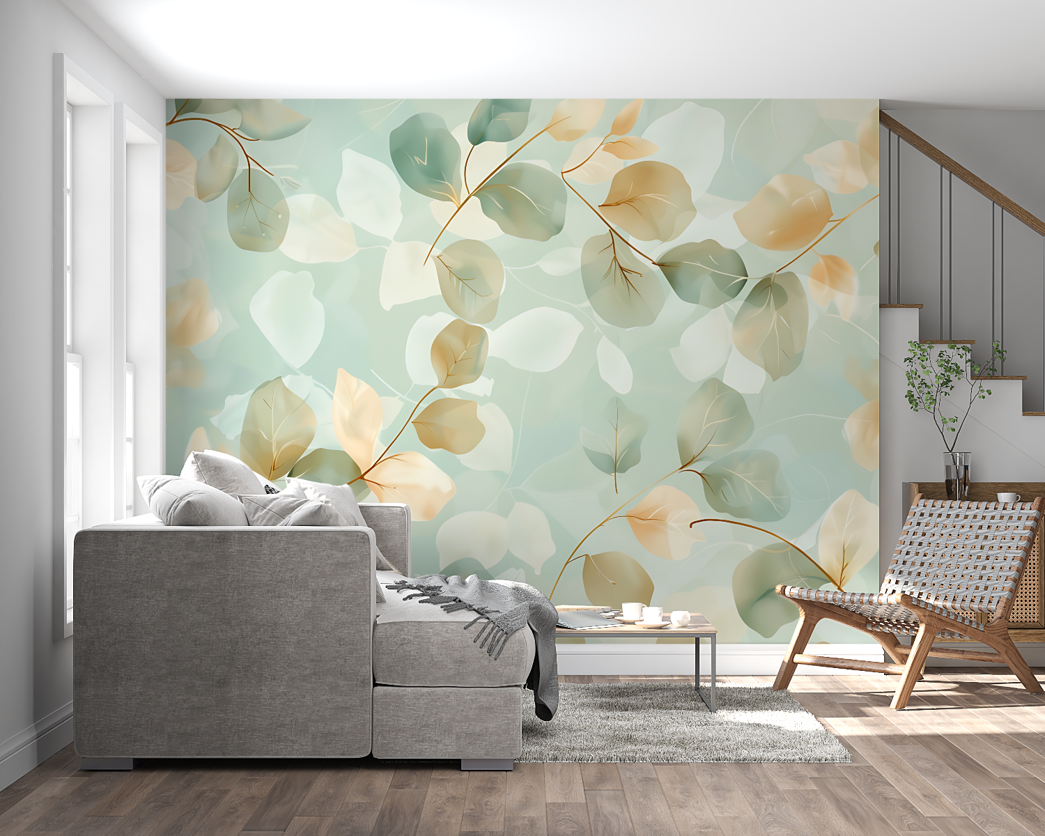 Aqua and Yellow Wallpaper | Murals Wallpaper