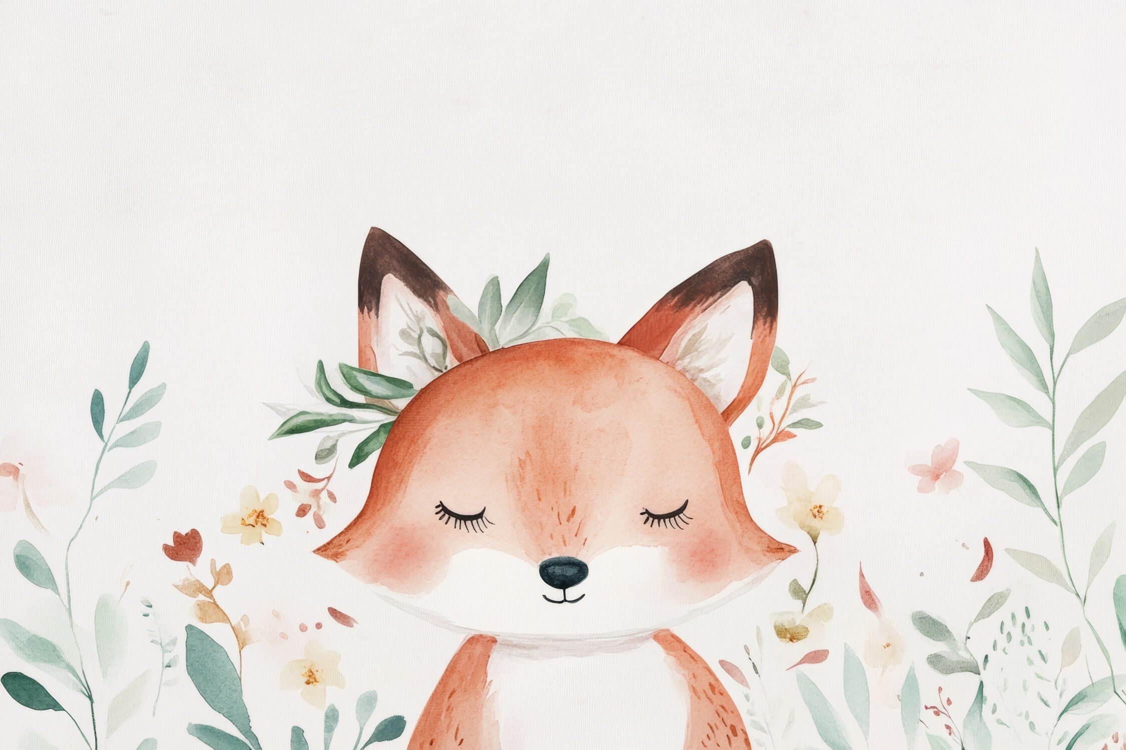 Bohemian Fox Wallpaper White Background | Murals Wallpaper