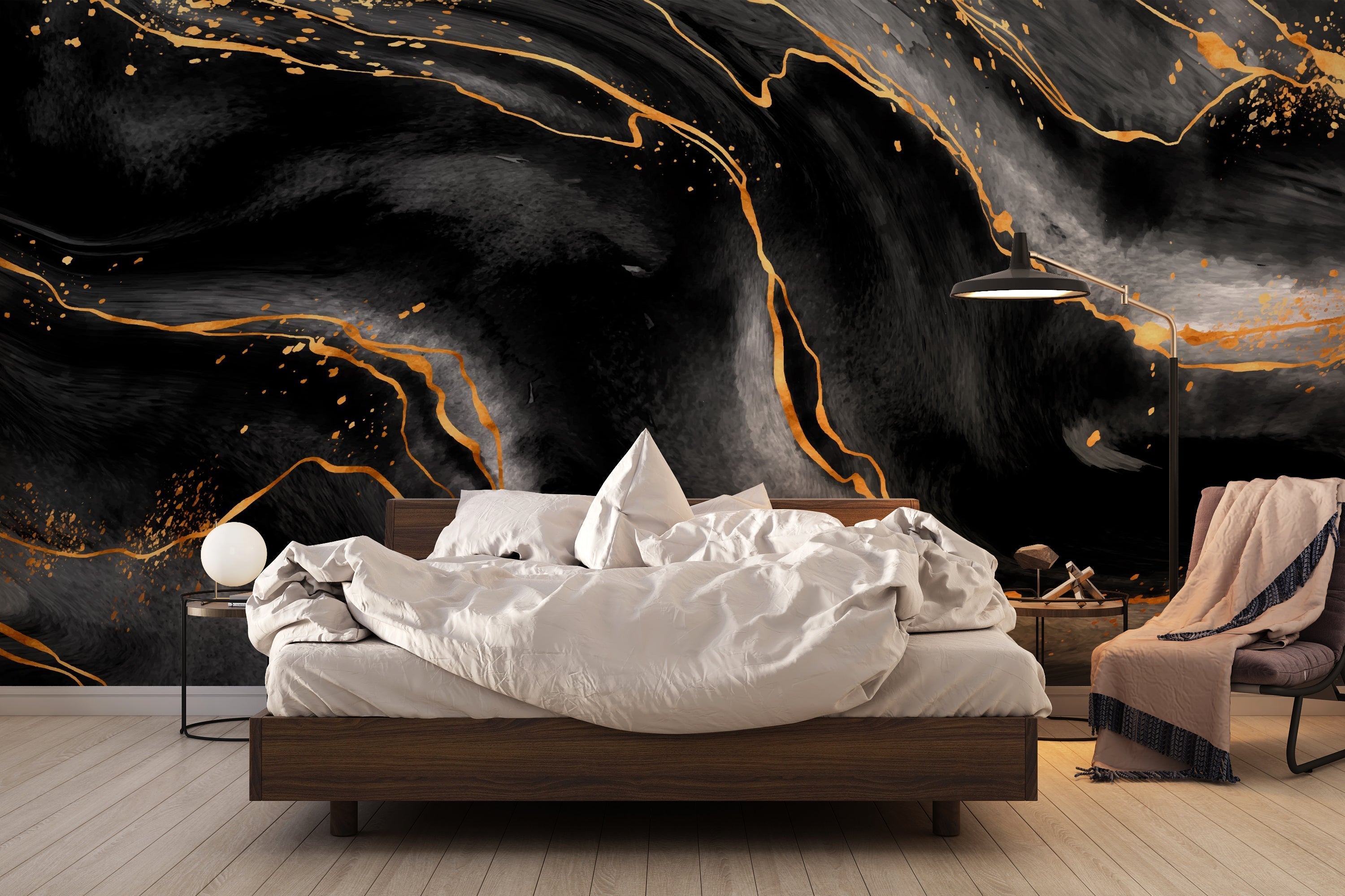 Schwarze Marmor-Tapete