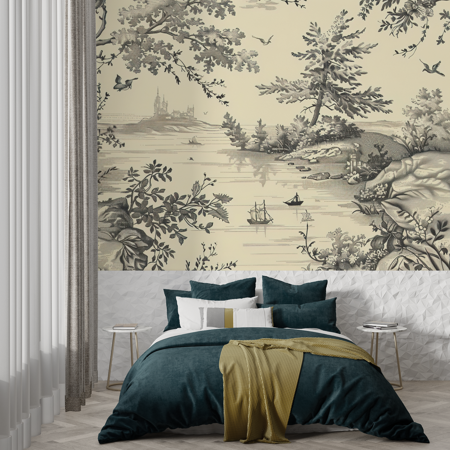 Black Toile de Jouy Wallpaper | Murals Wallpaper
