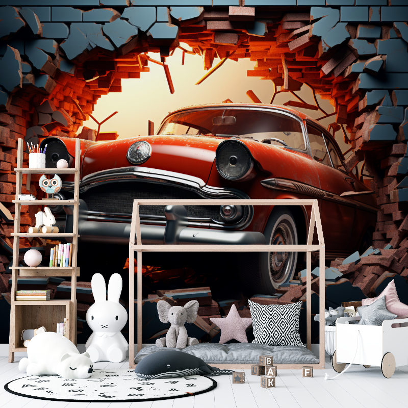 Car-Themed Boys' Room Wallpaper | Murals Wallpaper