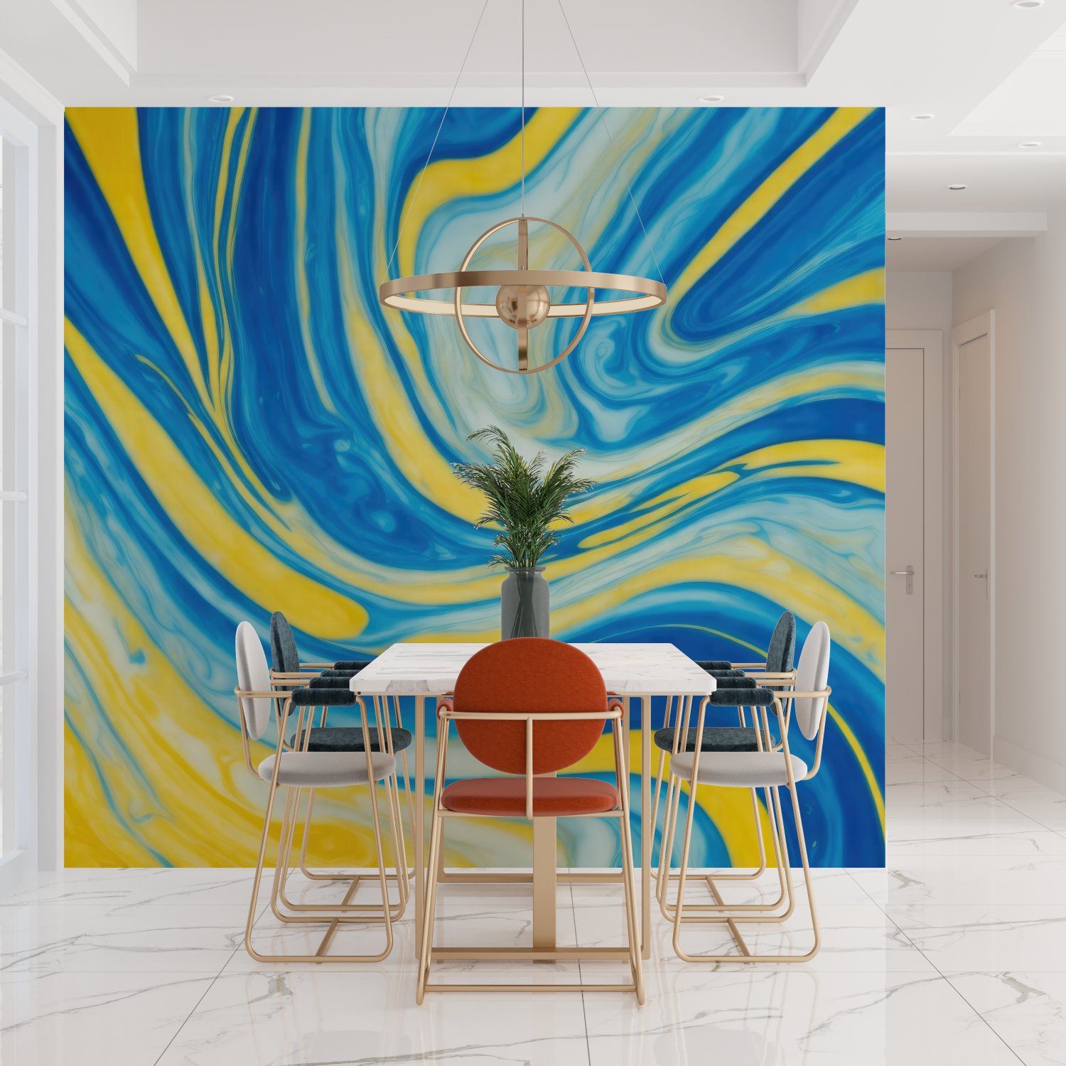 Yellow and Blue Wallpaper | Murals Wallpaper