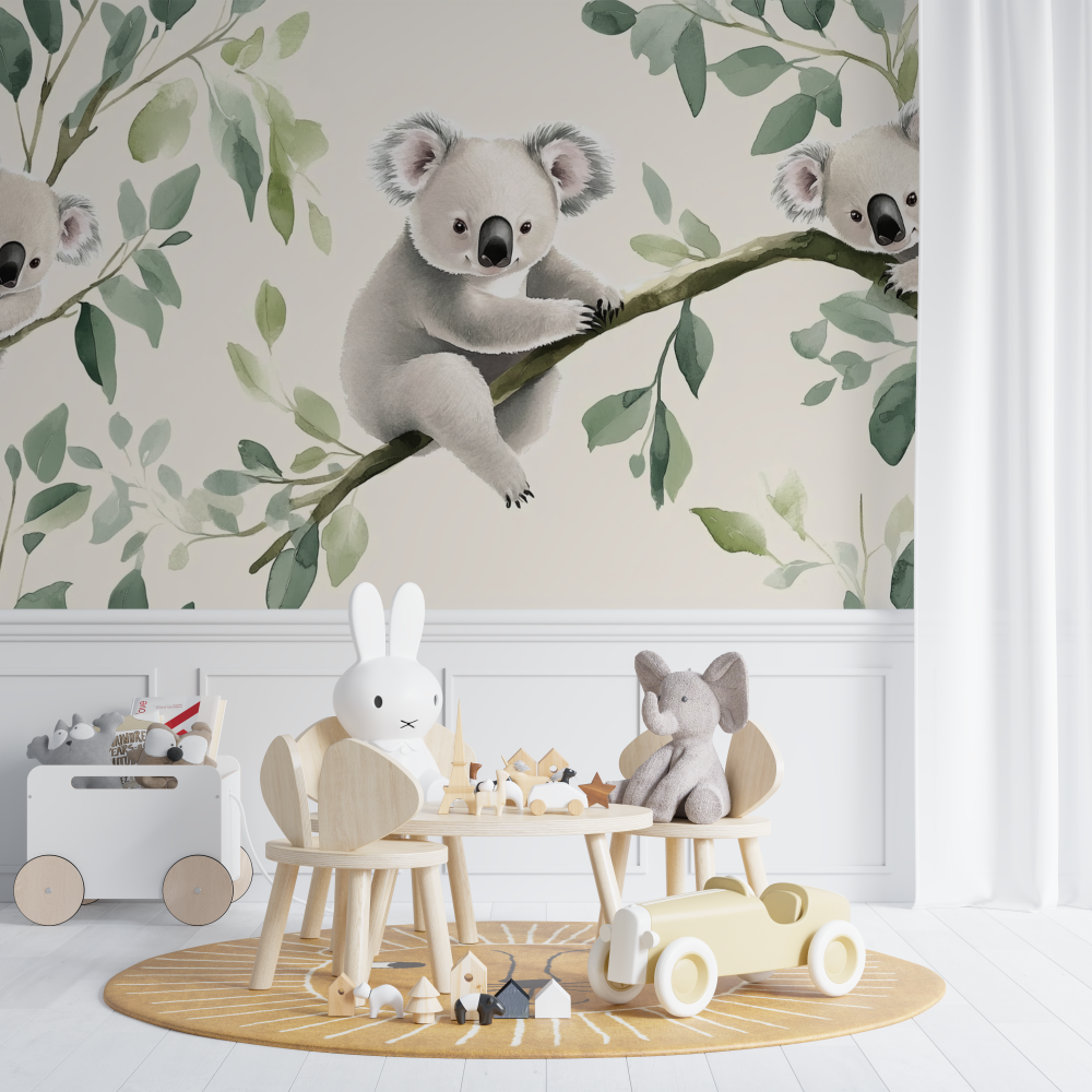 Koala Wallpaper on a Soothing Cream Background | Murals Wallpaper