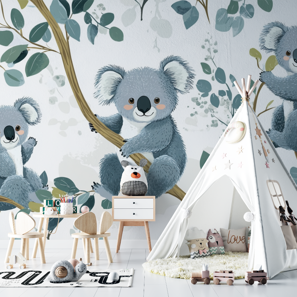 Papier-Koala-Tapete für das ganze Babyzimmer