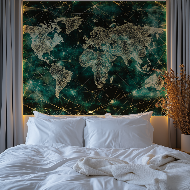 Papier peint carte du monde marron chambre tendanc