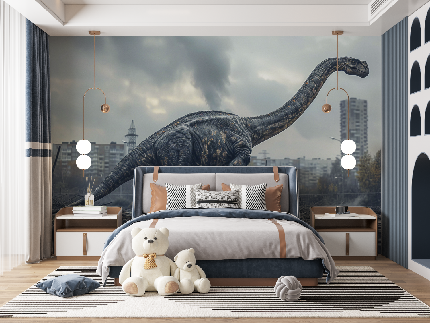 Dinosaur Wallpaper in the City | Murals Wallpaper