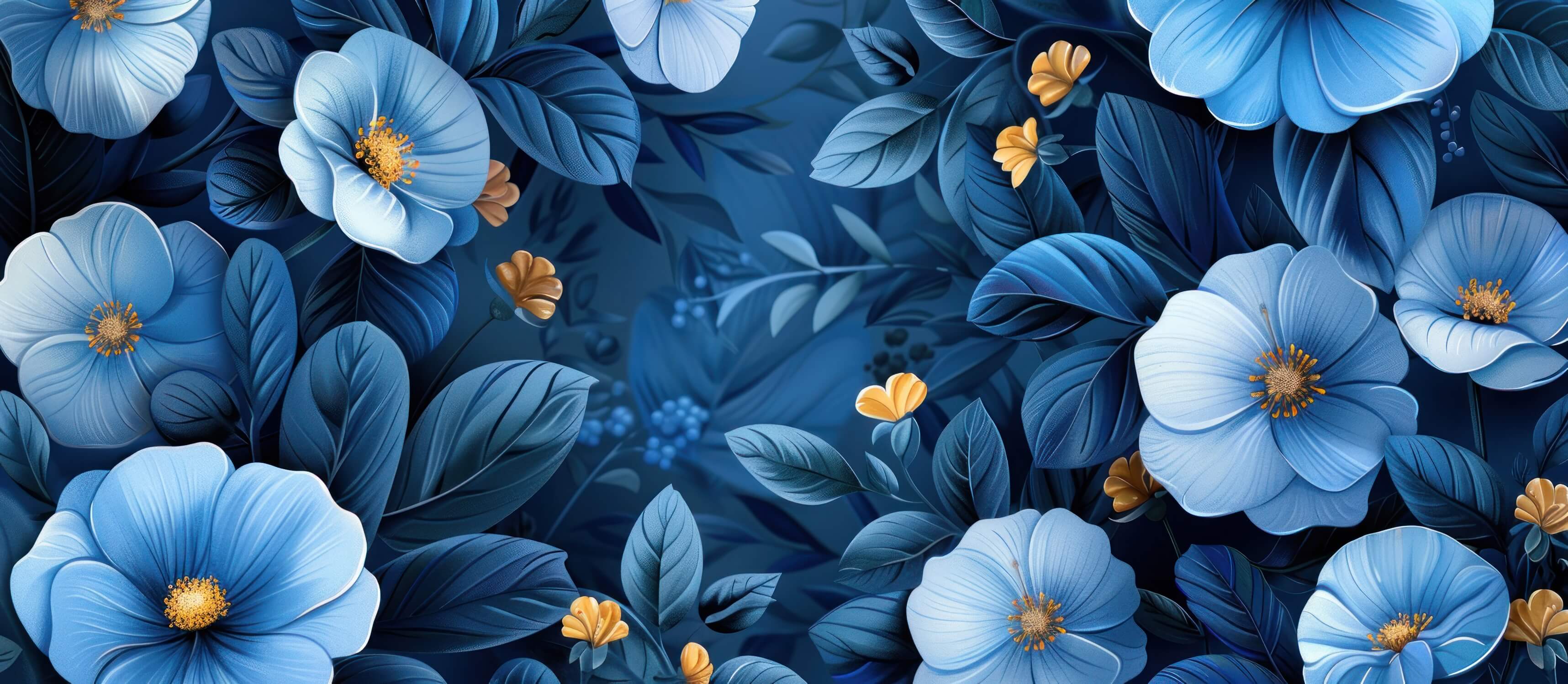 Blue Floral Wallpaper | Murals Wallpaper