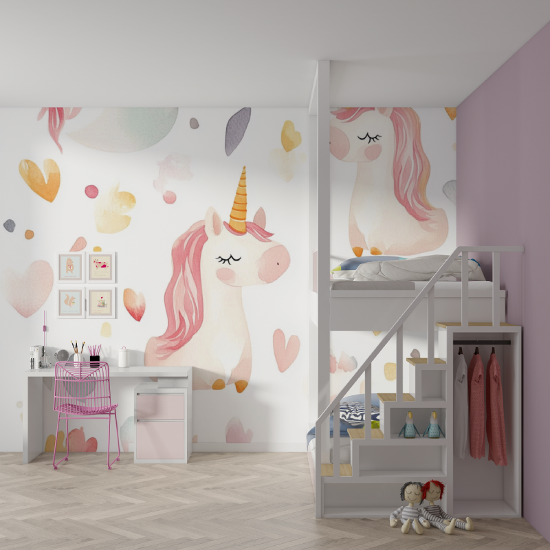 Trendy Cute Baby Unicorn Wallpaper | Murals Wallpaper