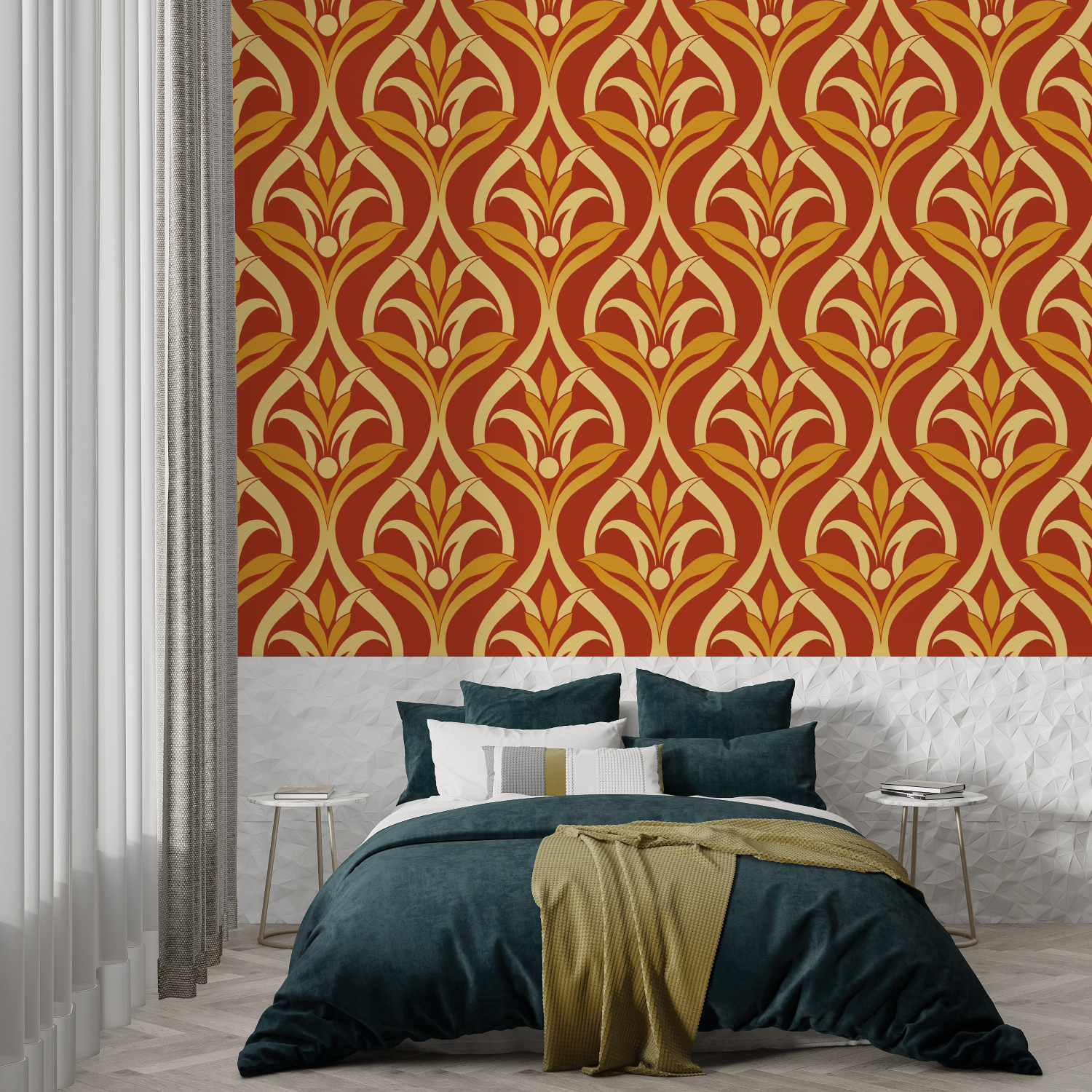 Orange Wallpaper with Pattern | Murals Wallpaper