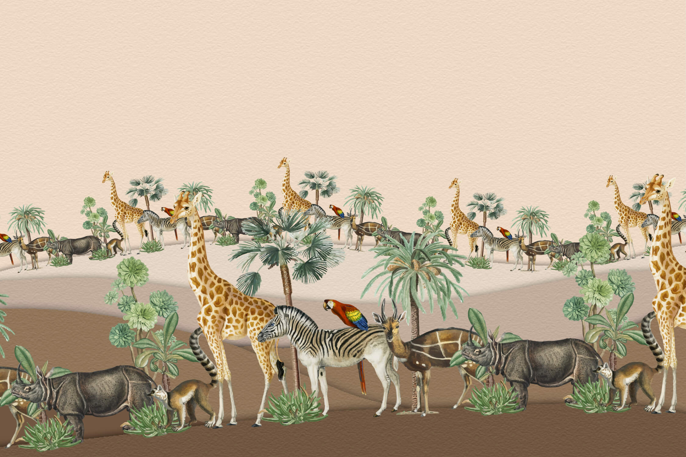 Lion and Safari Animals Wallpaper | Murals Wallpaper
