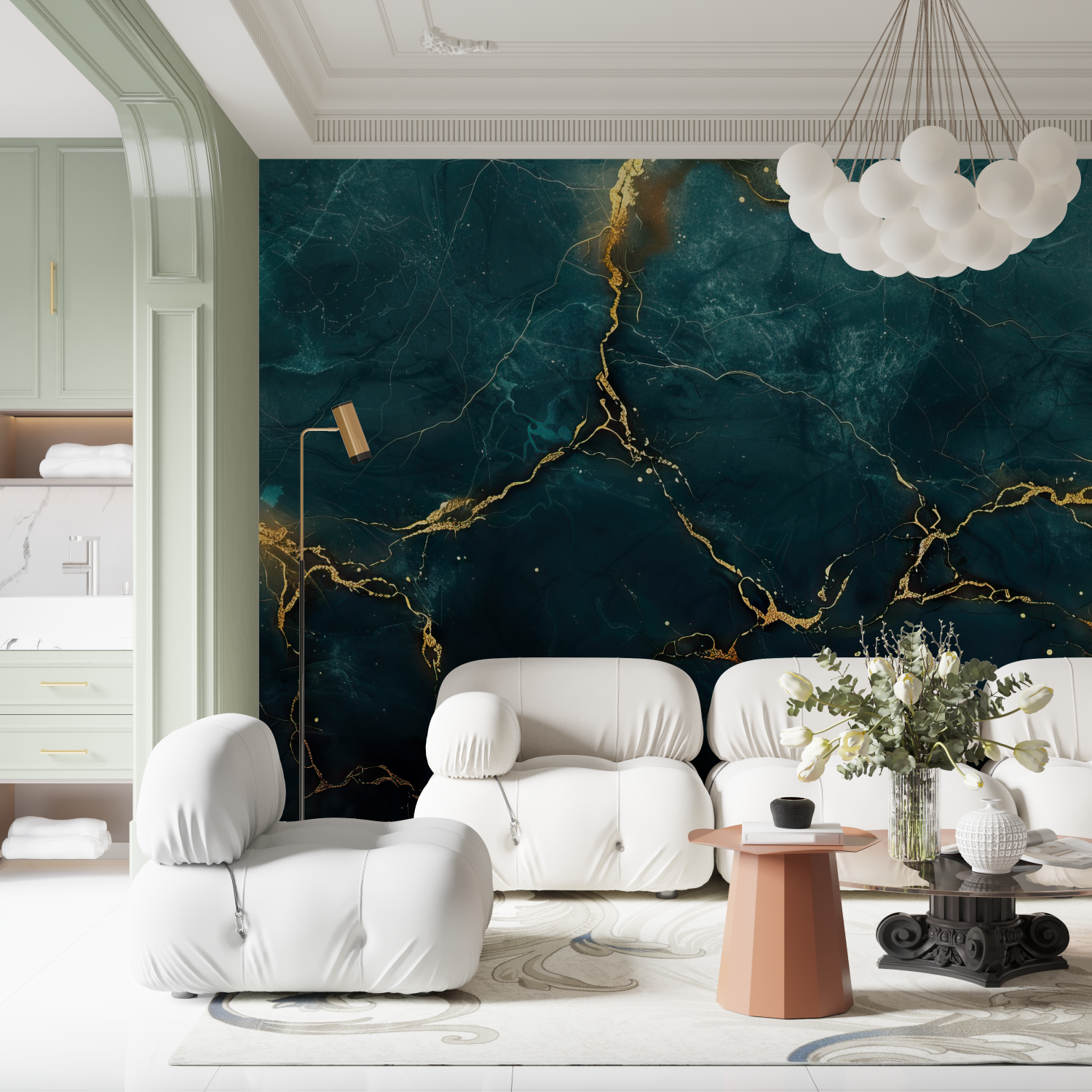 Teal and Gold Wallpaper | Murals Wallpaper
