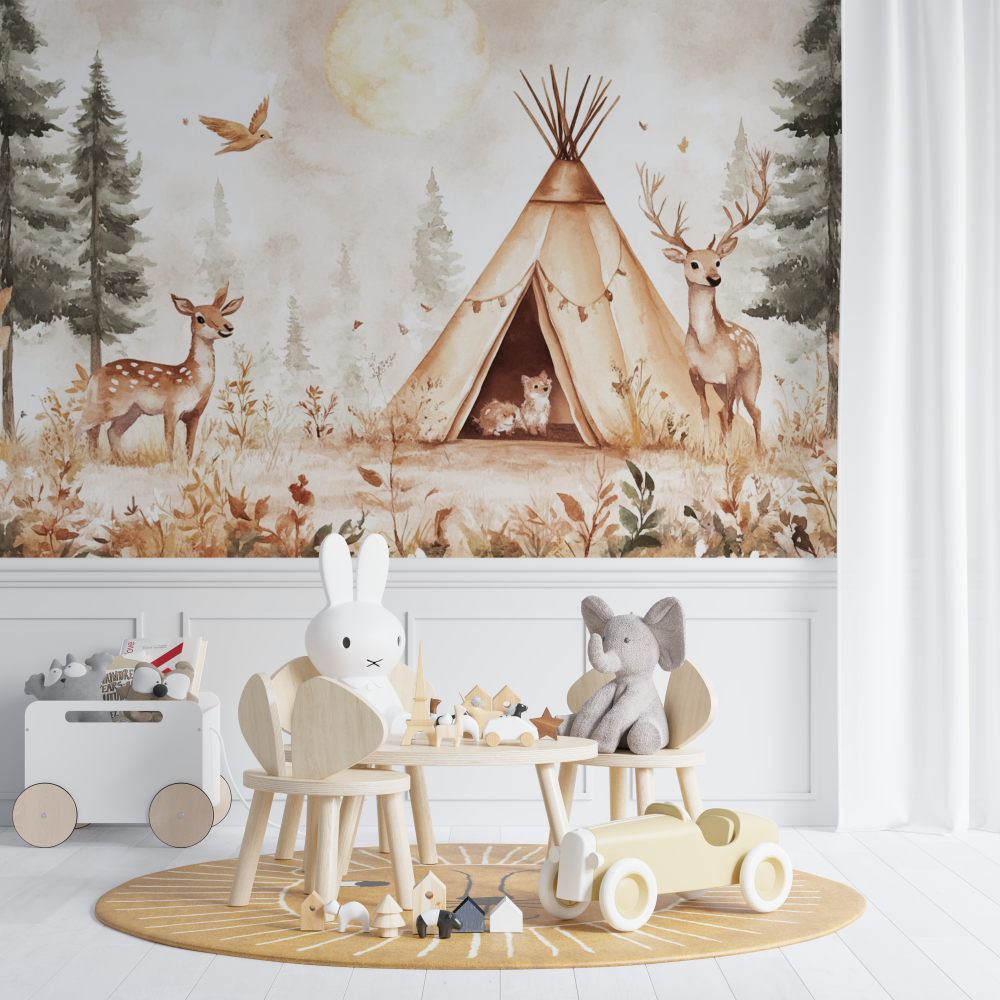 Forest and Tipi Wallpaper | Murals Wallpaper
