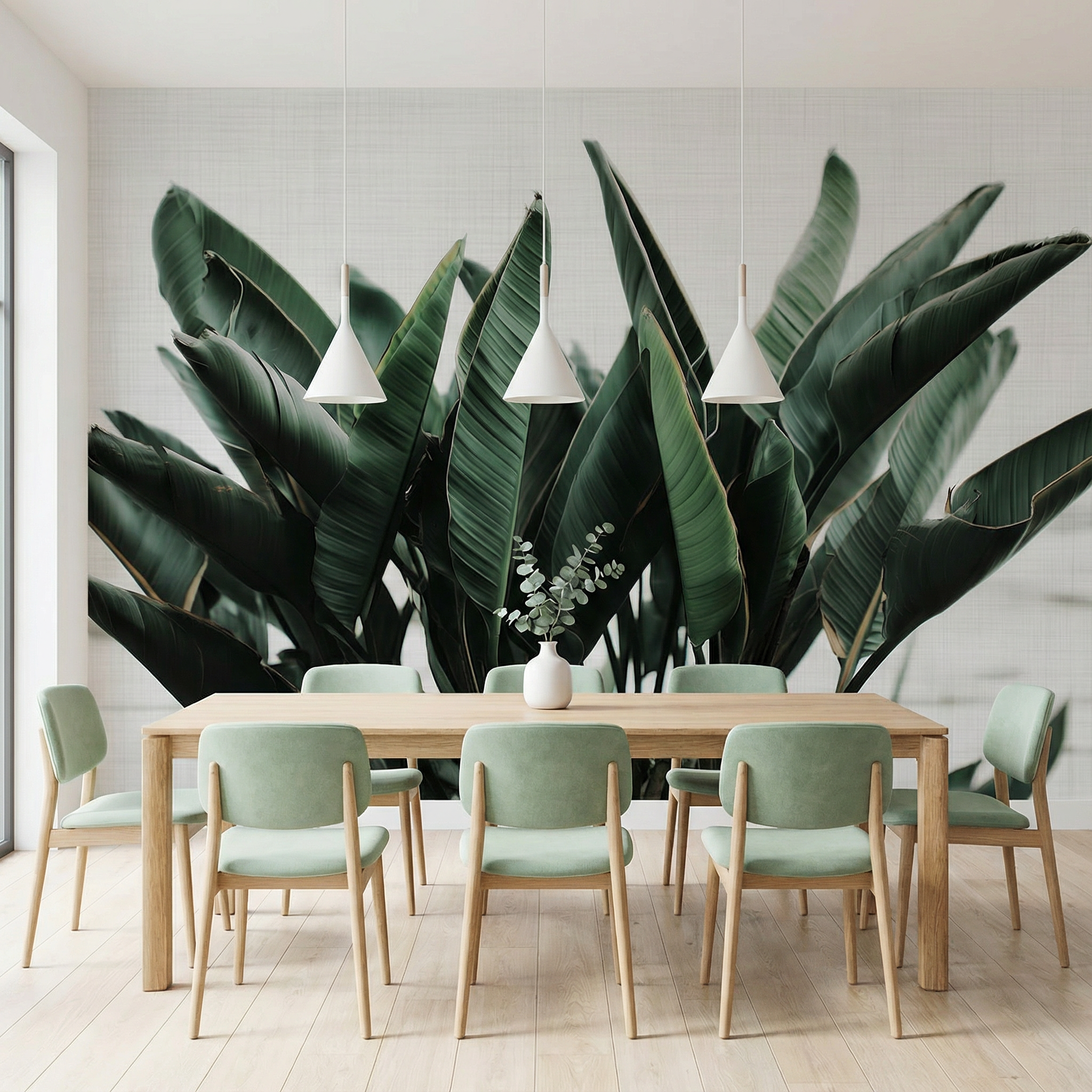 Verdant Banana Leaves Mural Wallpaper