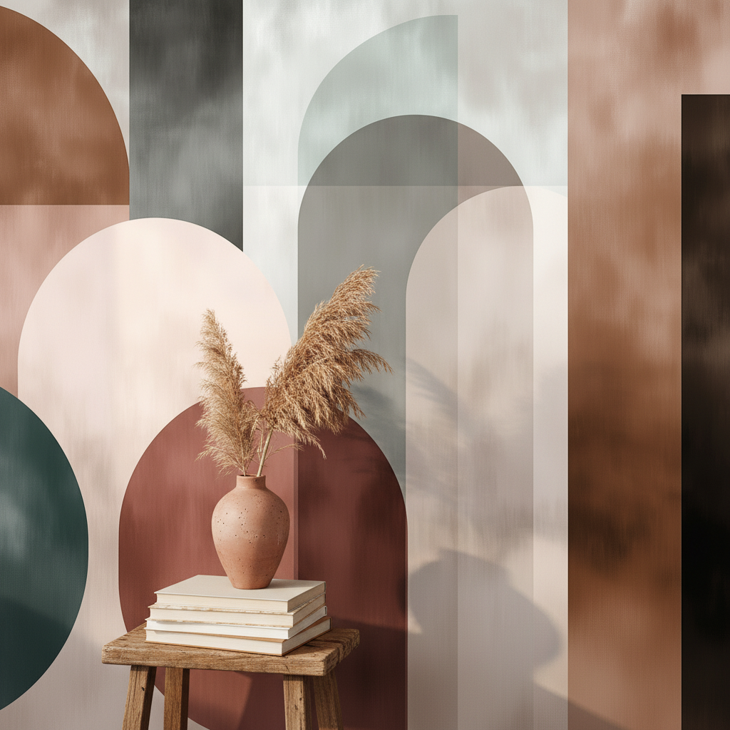 Japandi Minimalist Geometric Shapes Mural Wallpaper