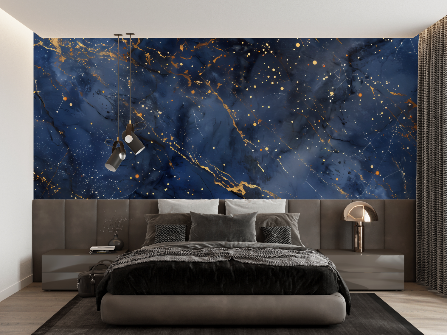 Blue and Gold Wallpaper for Bedroom | Murals Wallpaper