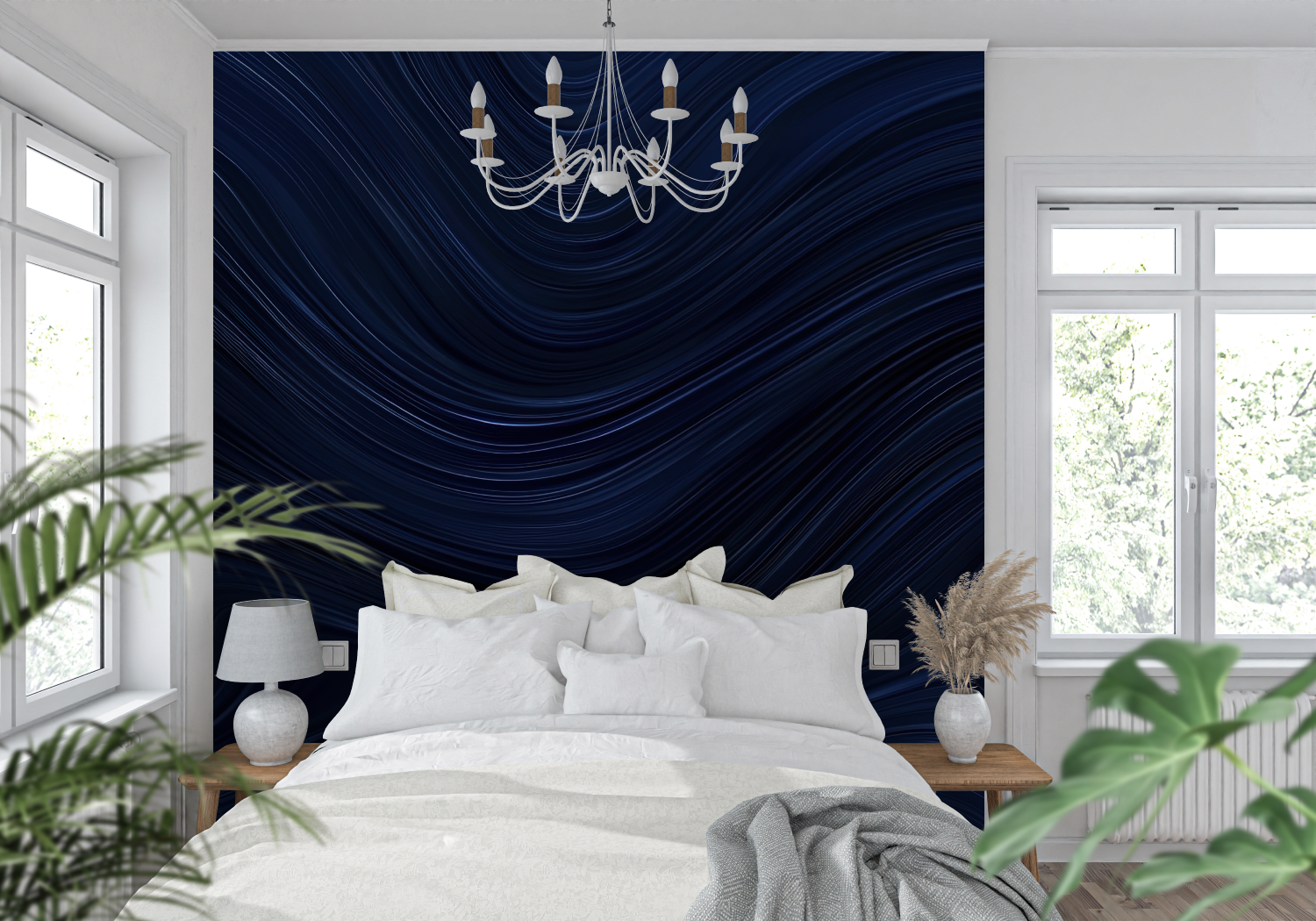 Non-Woven Night Blue Wallpaper | Murals Wallpaper