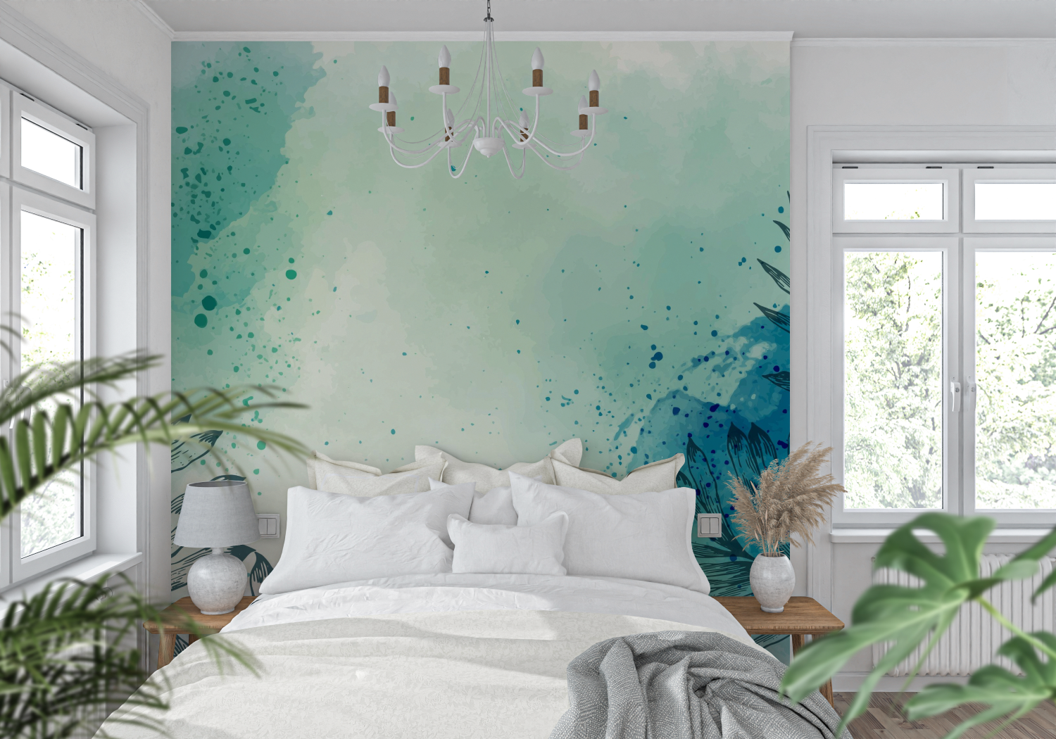 Blue Green Scenic Wallpaper | Murals Wallpaper