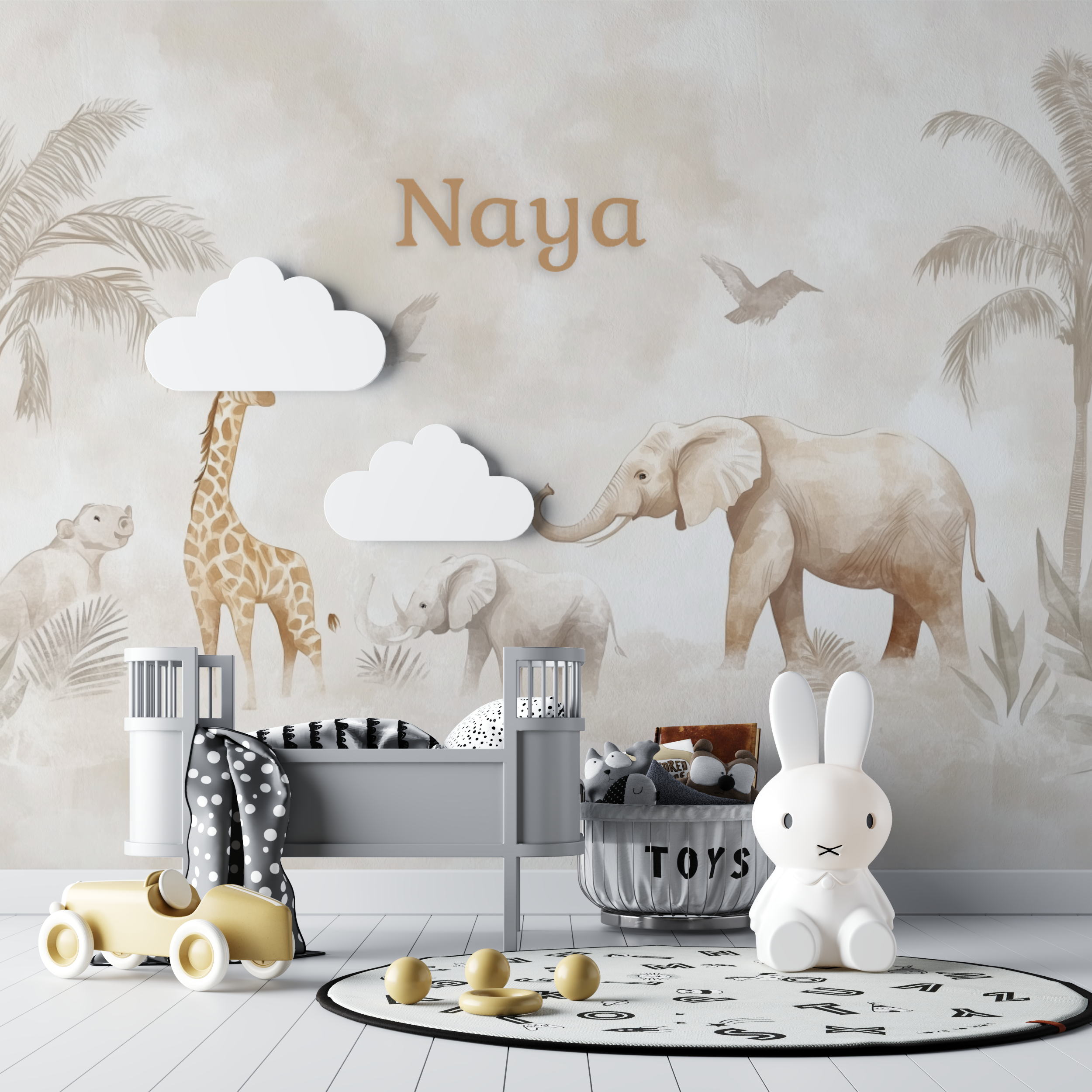 Safari Animals Name Wallpaper | Murals Wallpaper