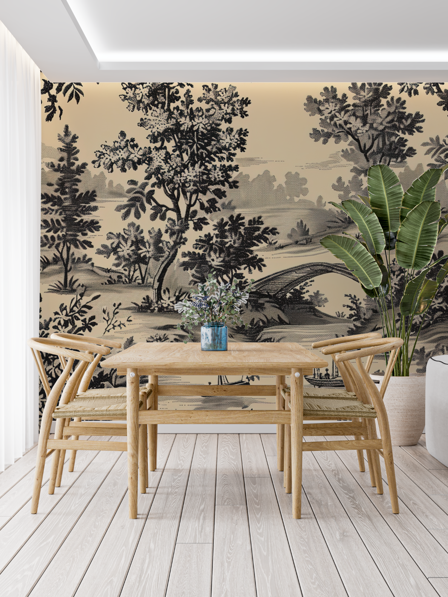 Black Bridge Toile Wallpaper | Murals Wallpaper