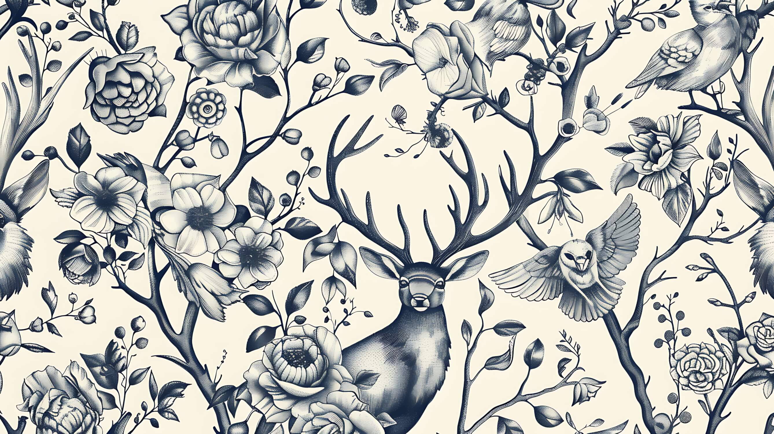 Deer Toile Wallpaper | Murals Wallpaper