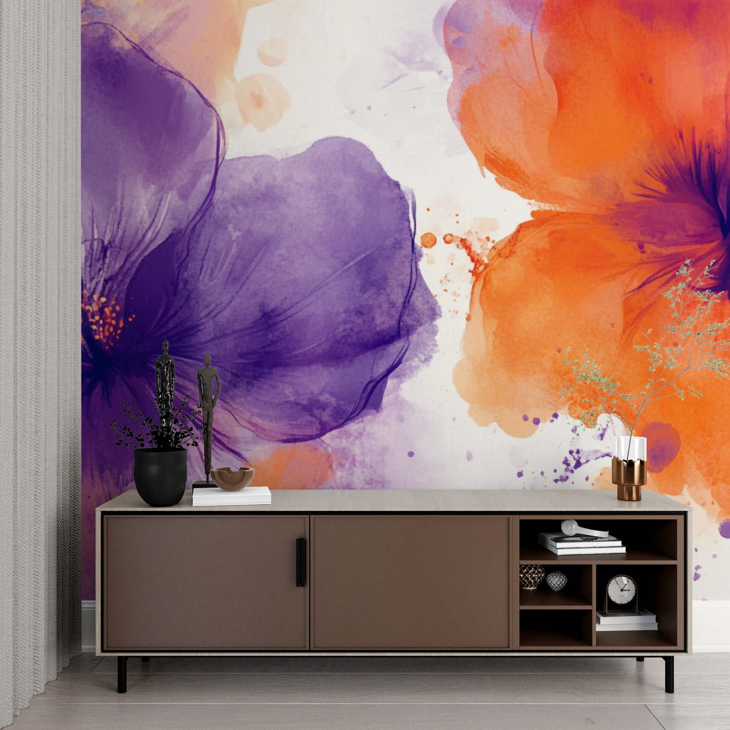 Watercolor Abstract Floral Pattern Wallpaper | Murals Wallpaper
