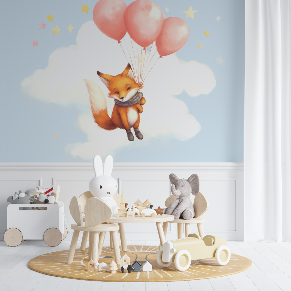 Fox Wallpaper with Balloon | Murals Wallpaper