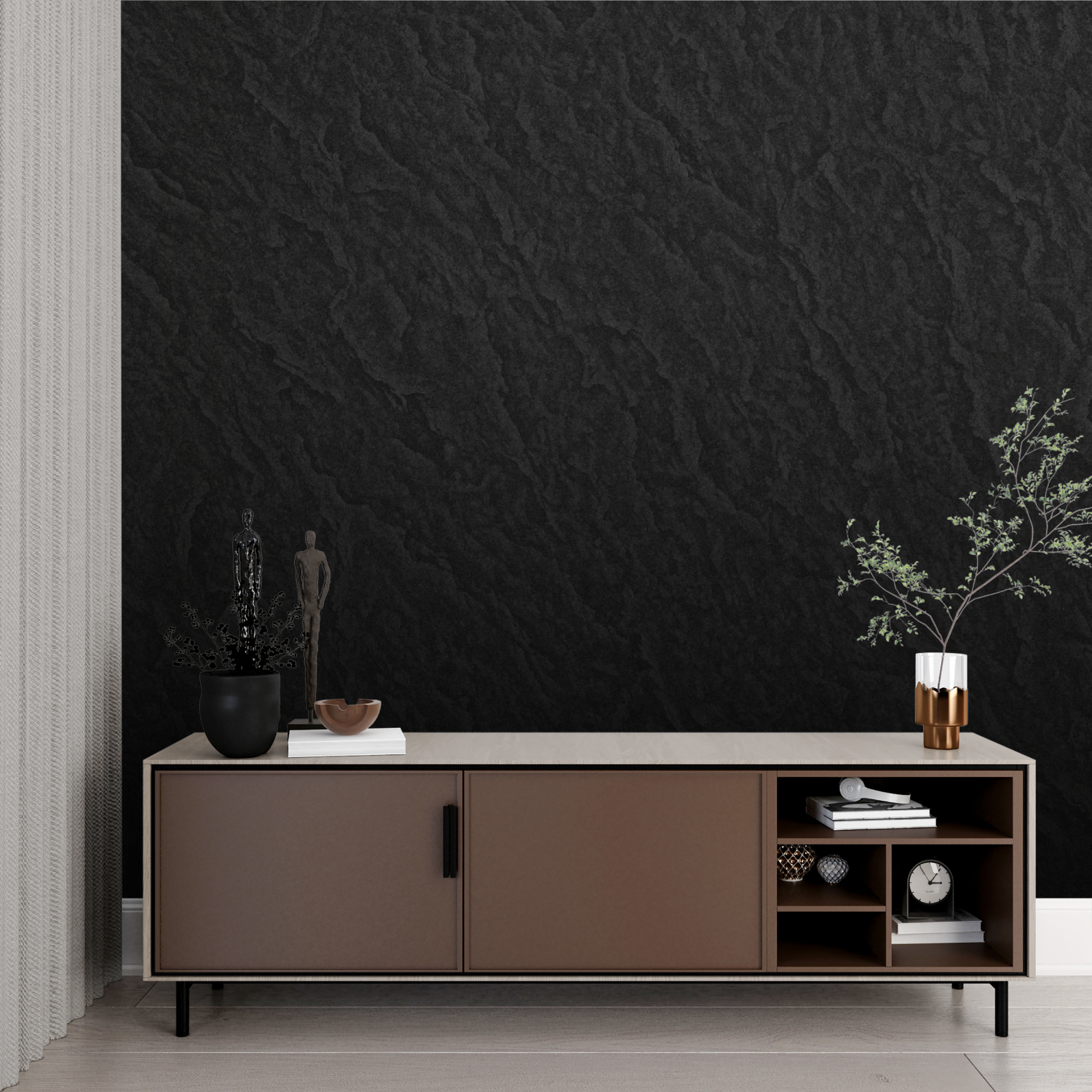 Black Leather Effect Wallpaper | Murals Wallpaper