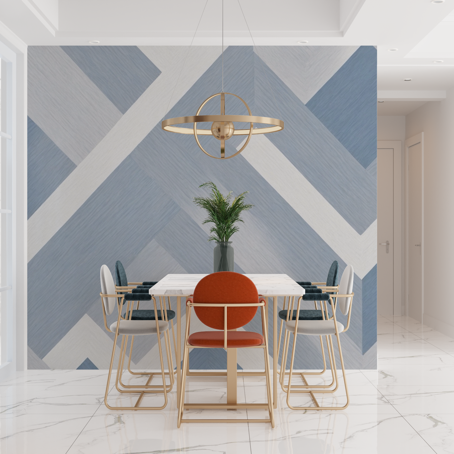 Gray and Blue Mosaic Wallpaper | Murals Wallpaper
