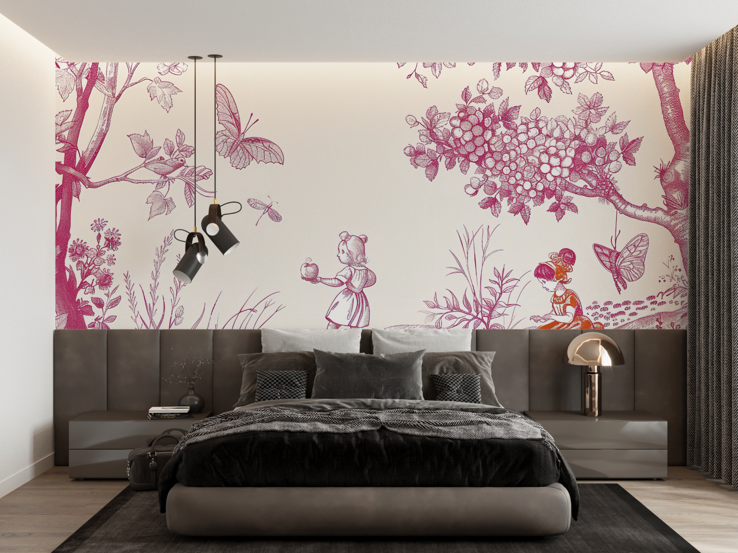 Childrens' Pink Toile Wallpaper | Murals Wallpaper