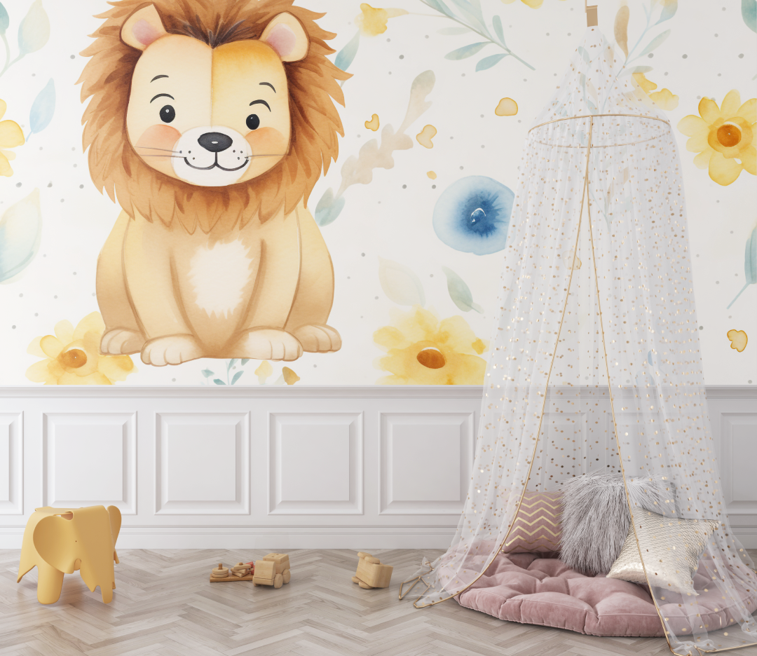Lion and Minimalist Patterns Wallpaper | Murals Wallpaper